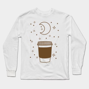 cute coffee night lineart Long Sleeve T-Shirt